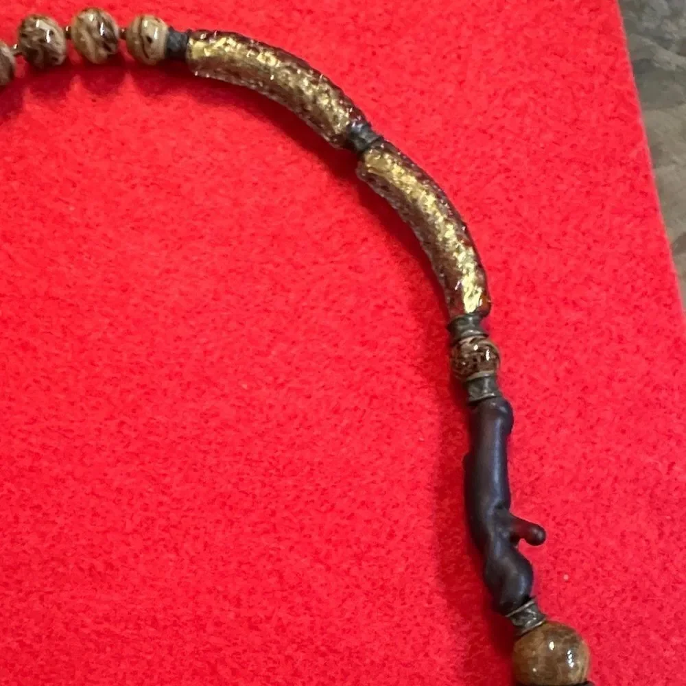 Paola Murano Unique Beaded Glass Necklace with Earthy Tones